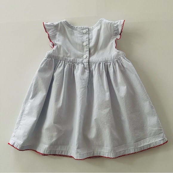 Janie and Jack 3-6 Months Baby Girl Smocked Dress Blue Red - Picture 5 of 5